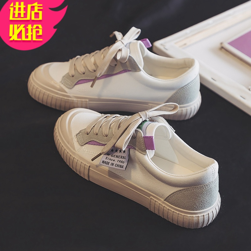金三志低帮帆布鞋女2020新款百搭平底小白鞋女鞋休闲黑色韩版学生板鞋子休闲鞋