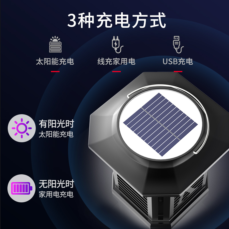 爱尚品电灭蚊灯驱蚊神器家用室内灭蝇器全自动插电防蚊捕蚊子苍蝇TM-02Y黑色地插款3台装