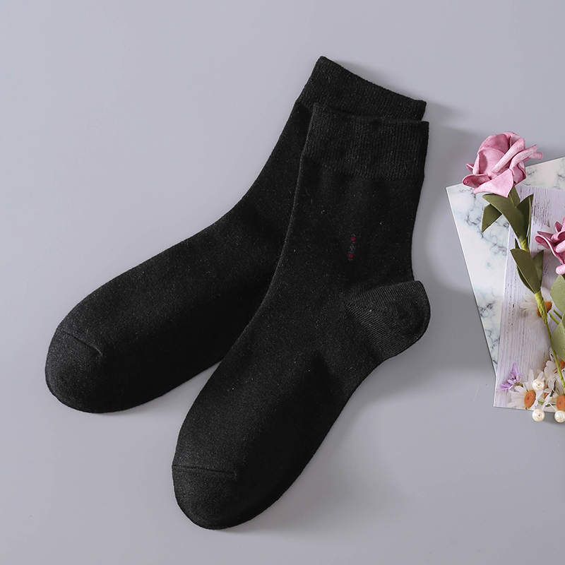黑色男袜均码秋冬款羊毛棉袜子柔软舒适亲肤透气中筒袜休闲时尚保暖男