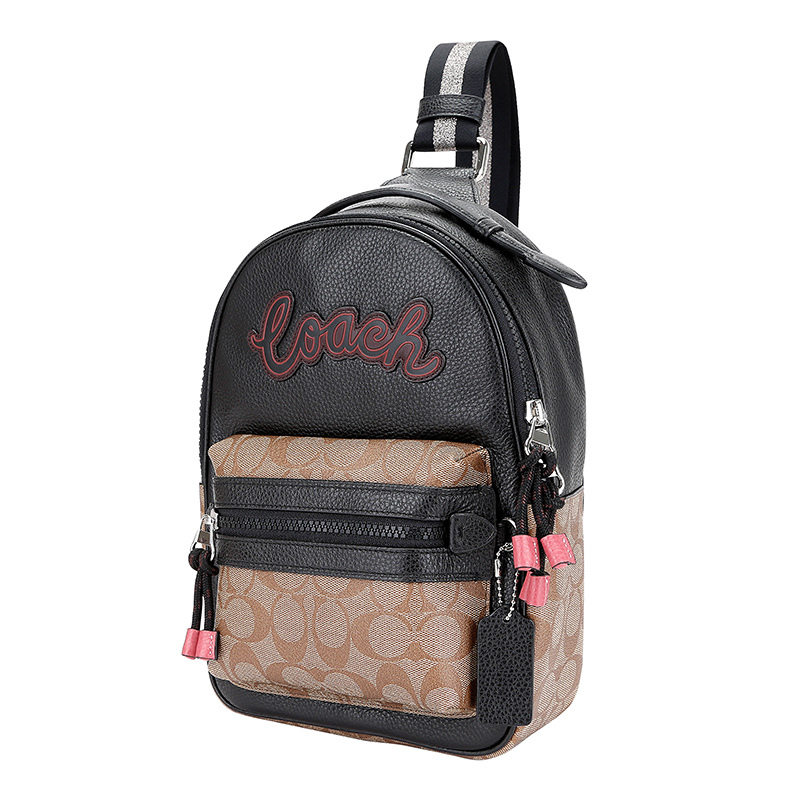 10496 COACH Vale Slingpack Logo Patch Signature Detail BLACK