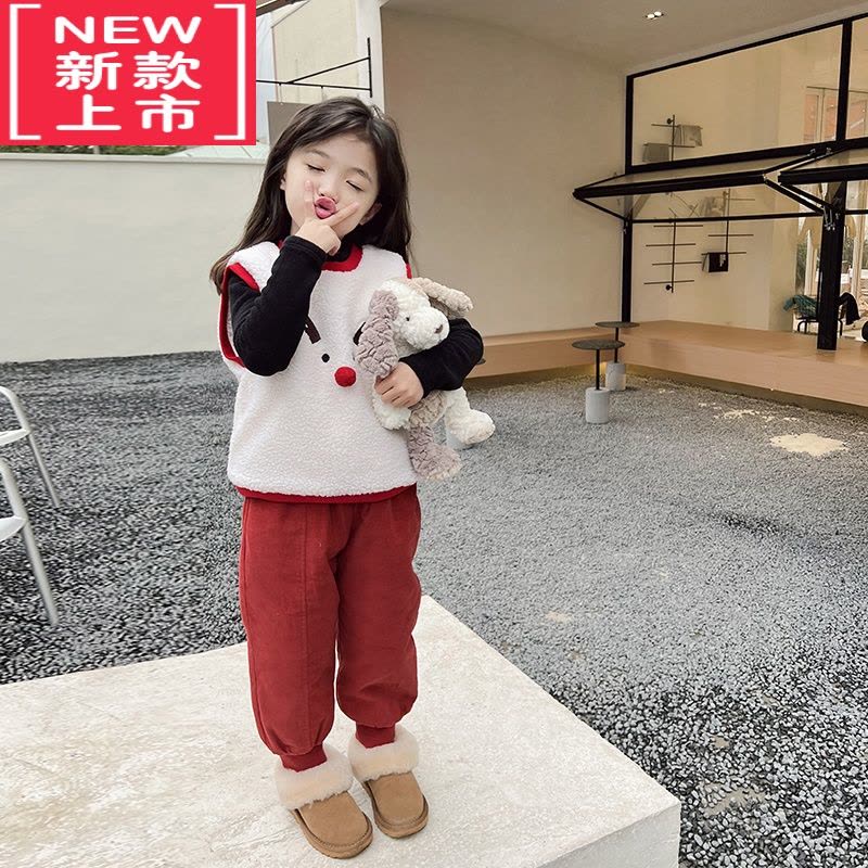 可莉允女童灯芯绒裤2022冬季新款儿加厚保暖长裤宝宝束脚休闲裤保暖裤图片