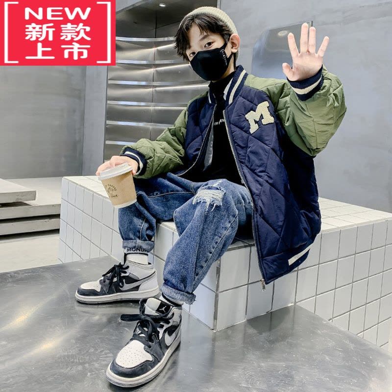 可莉允男童棉服冬款2022新款儿童冬季装夹棉薄外套中大童洋气二棉棒球服图片