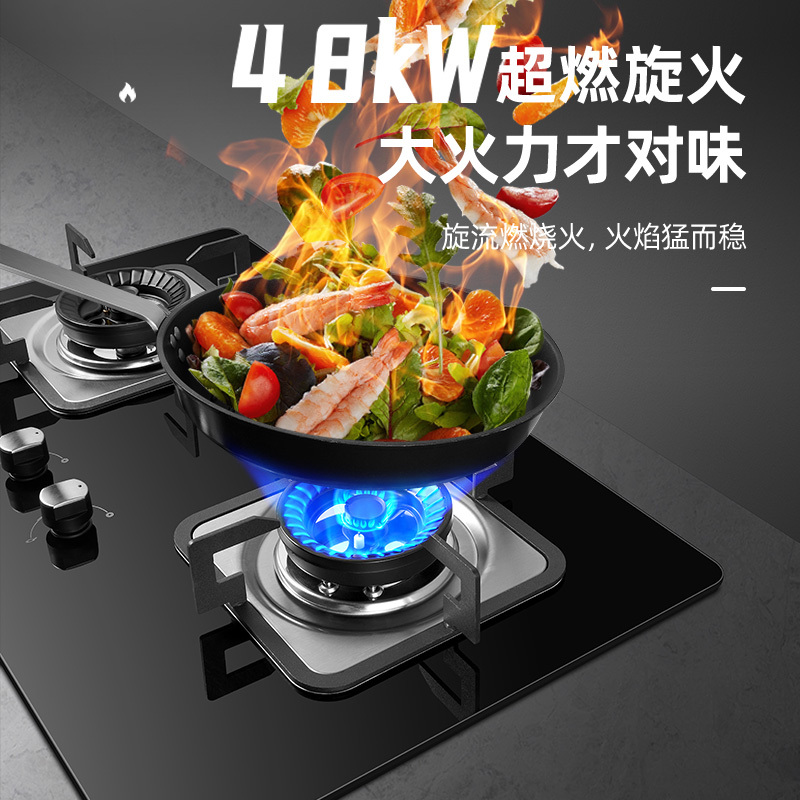 迅达新品 Q3 嵌入式燃气灶天然气双灶钢化玻璃4.8kw大火力灶具 750大面板 (天然气)