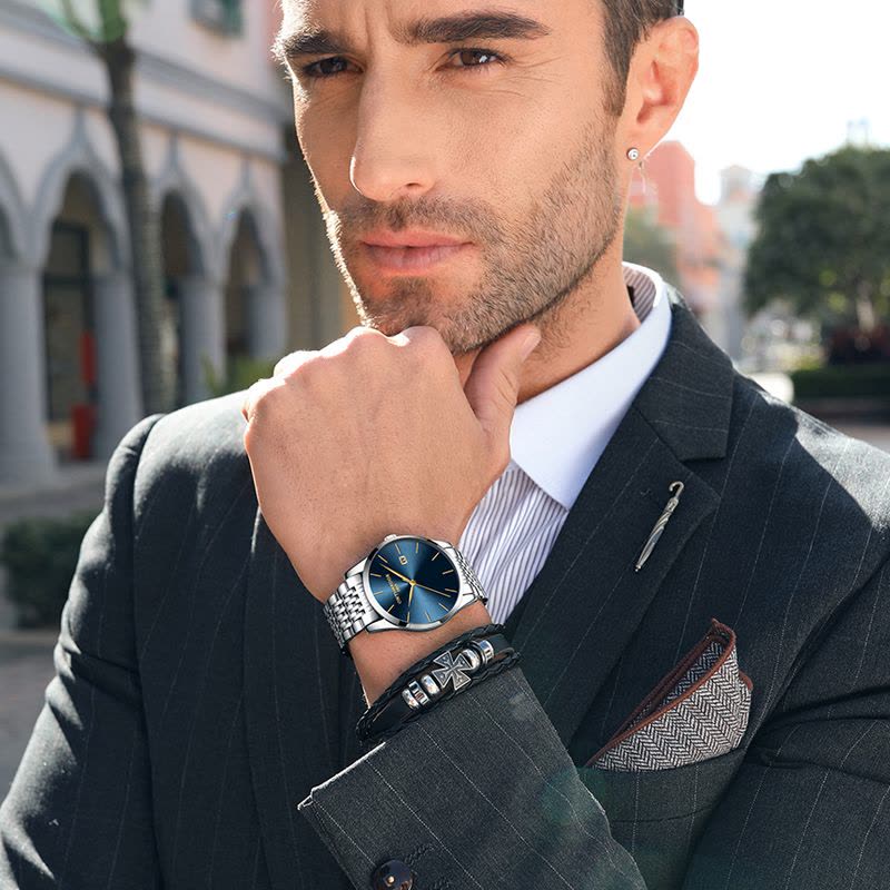 瑞之缘 正品超薄时尚潮流机械精钢带石英表手表简约男士腕表学生防水男表图片