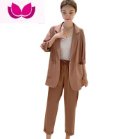 七斓2023新款夏季休闲西装套装女韩版宽松高级感小个子西服套