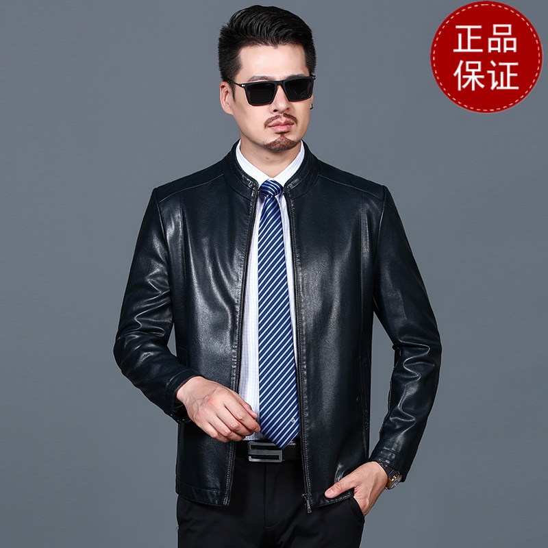 免费试穿 加绒男式皮衣冬天外套立领休闲皮夹克短款海宁皮衣磁吸口袋加大码2024冬装新款外套潮海宁软皮夹克大码男装高清大图
