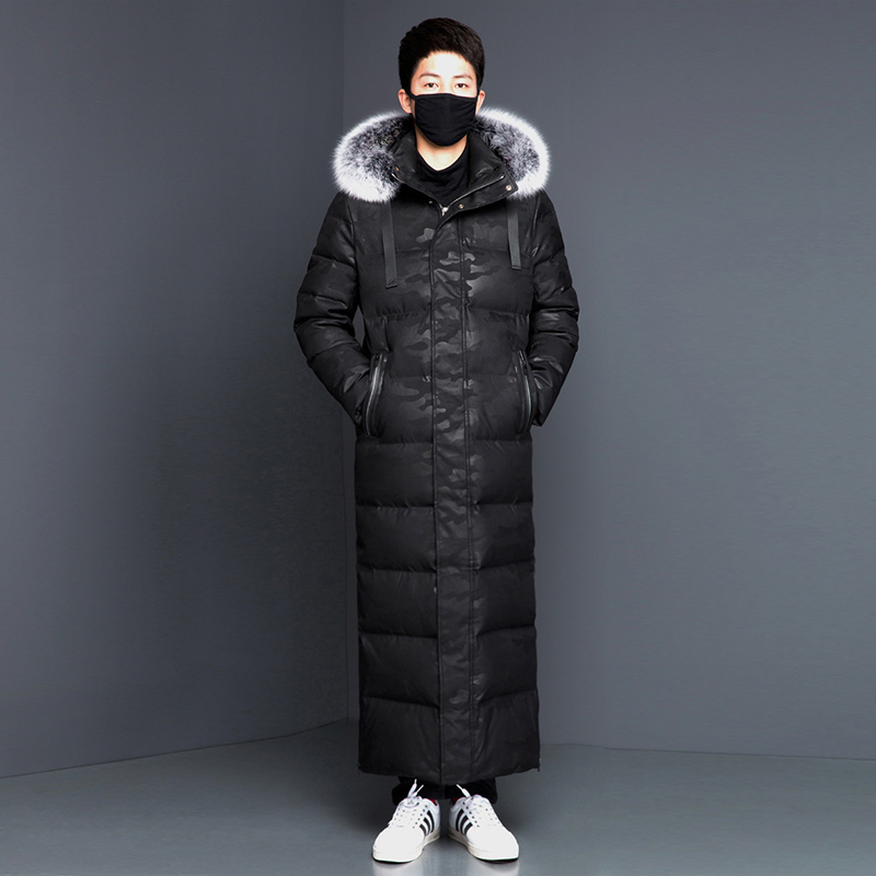 卡帝乐鳄鱼超长款羽绒服男长过膝加长加厚冬季新款加肥加大码男士保暖