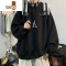 YANXUvintage美式复古墨绿色无帽卫衣男秋季小领口长袖t恤