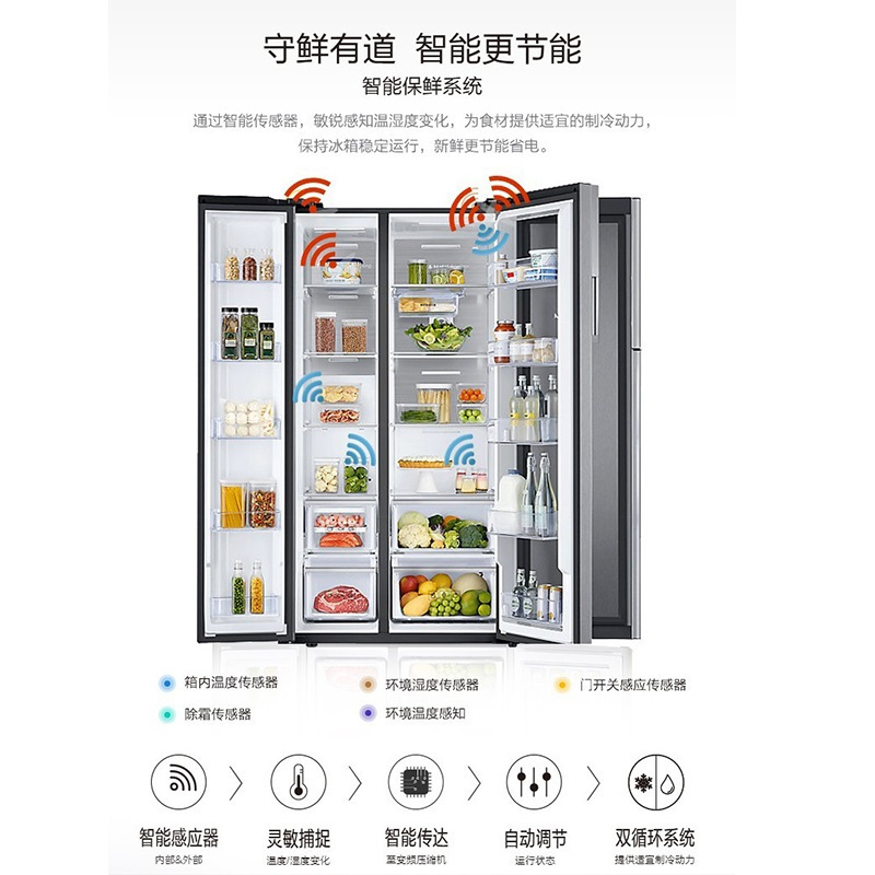 三星(SAMSUNG)RH62N6070B1/SC 641L大容量风冷无霜 变频双循环 黑色对开门 美食窗 节能冰箱高清大图