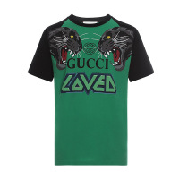 GUCCI 古驰 男士老虎印花棉质圆领短袖T恤 549099 XJAI1
