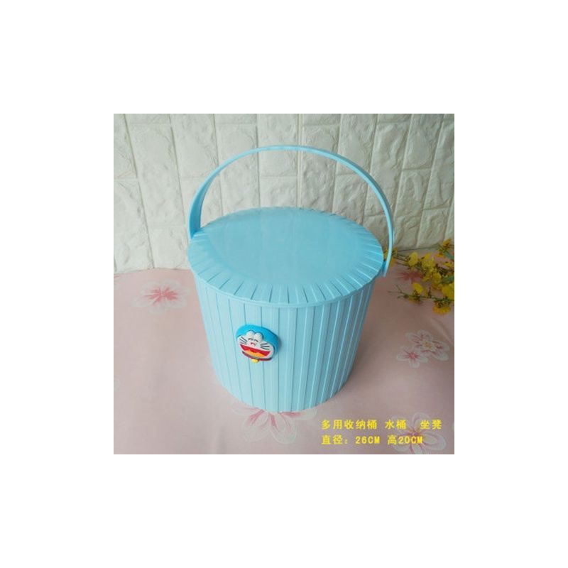 水桶凳带盖塑料加厚可坐家用储水用钓鱼水桶车载手提玩具大收纳桶|纯兰色