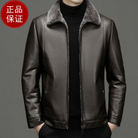 专柜大牌|中老年男装羊羔绒皮毛一体生态皮衣夹克保暖冬外套打底衫100纯羊毛衫套头商务羊绒_1 长期大量生产、大量有货 咖色