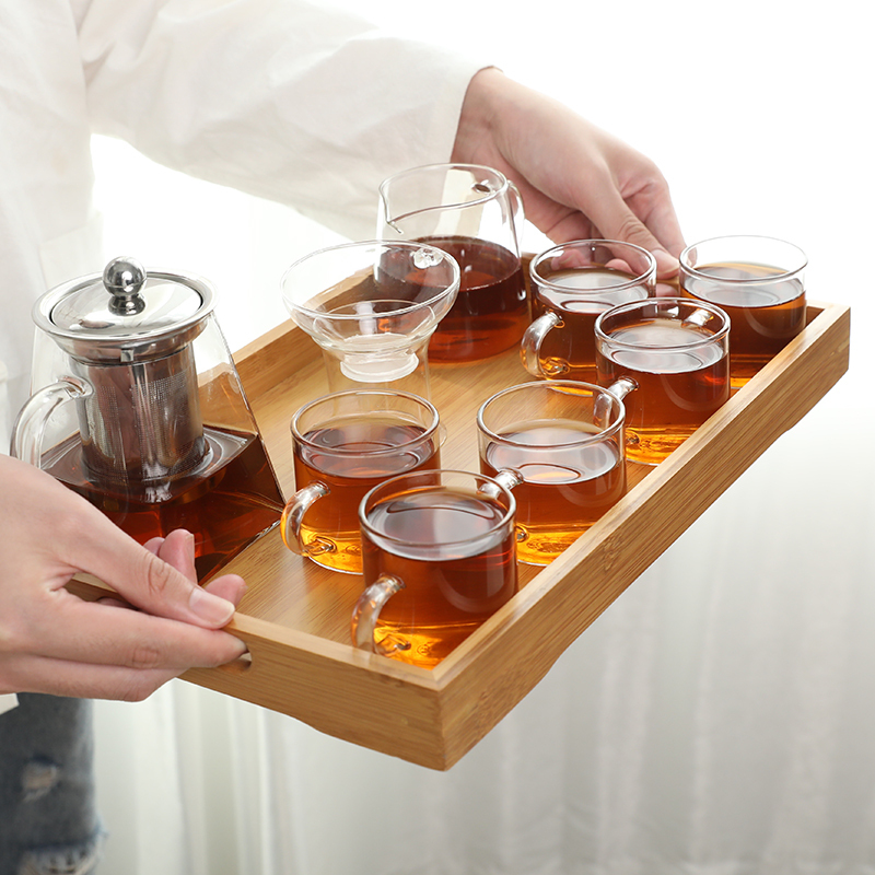 唐宏坊 耐热玻璃茶具套装家用带过滤功夫茶具耐高温透明加厚玻璃花茶壶公道杯茶杯泡茶组合办公室品茶杯子套装