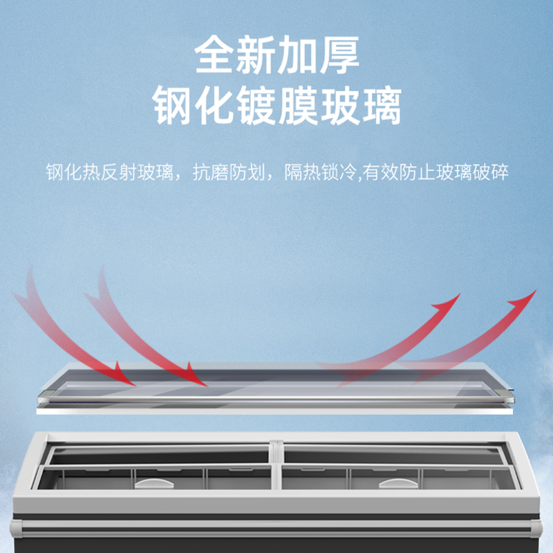 乐创(lecon)商用超市组合岛柜卧式冰柜超大容量冰箱冷冻柜保鲜双温展示柜 2100x870x880MM高清大图