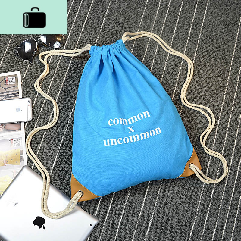 帆布束口袋韩版抽绳双肩包学生书包拉绳运动小背包休闲购物袋背包new