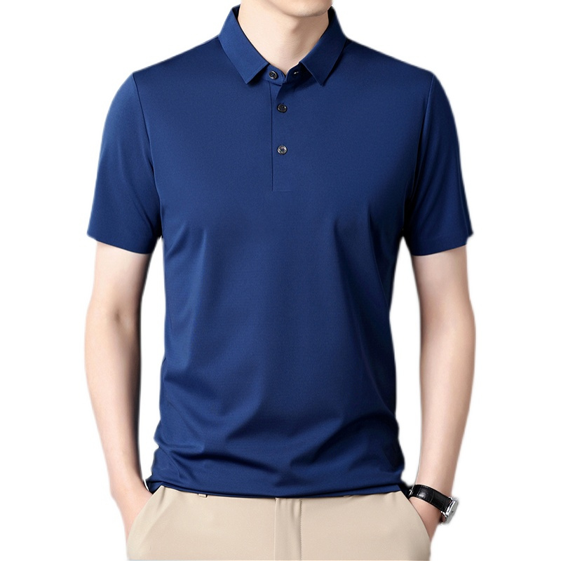 送运费险桑蚕丝夏季短袖t恤男翻领纯色真丝polo衫休闲百搭
