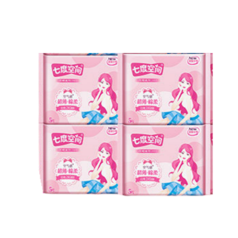 七度空间 4QUC8110 卫生巾 优雅系列超薄日用卫生巾10片*4包装 柔软舒适