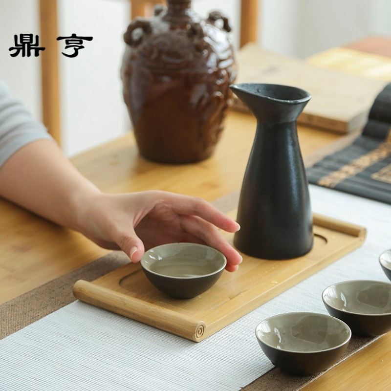 鼎亨黑陶日式分酒器白酒清酒具陶瓷家用套装半斤酒盅酒壶酒杯温酒
