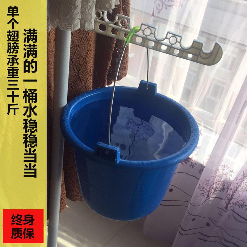 顶天立地晾衣架落地伸缩折叠晾杆式简易阳台室内免打孔挂衣架晾衣杆 三维工匠 单立杆3个白翅膀高清大图