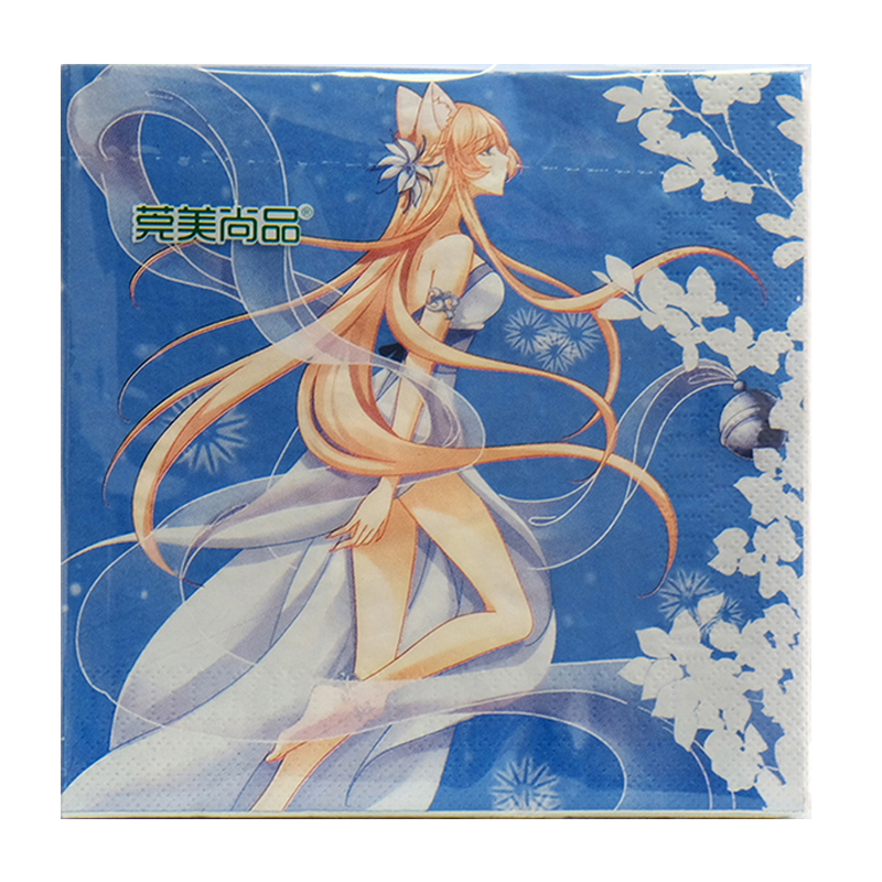 莞美尚品猫妖的诱惑再见倾心彩色餐巾纸原生木浆纸巾三层加厚家庭装5包