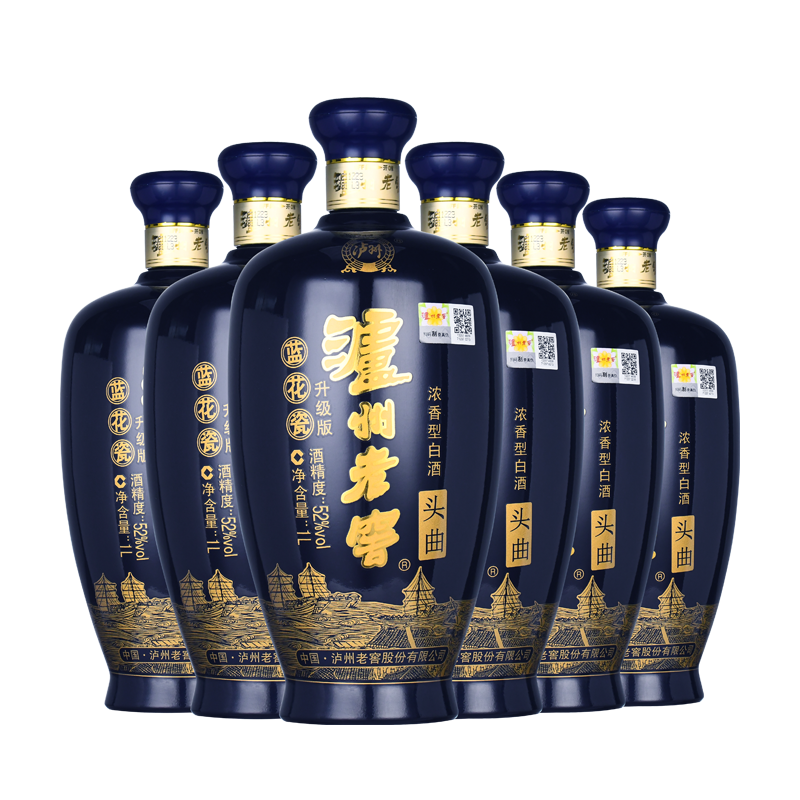 泸州老窖蓝花瓷头曲升级版52度1000ml*6瓶大坛装酒整箱送礼收藏高清大图