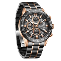 梭伦(SOLLEN)手表男式防水日历钢带石英表男士多功能手表男商务学生腕表时尚男表休闲精钢SL-711