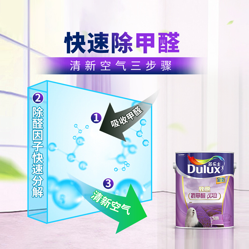 多乐士(Dulux)抗甲醛全效内墙乳胶漆 墙面漆油漆涂料 A743 6L哑光白色