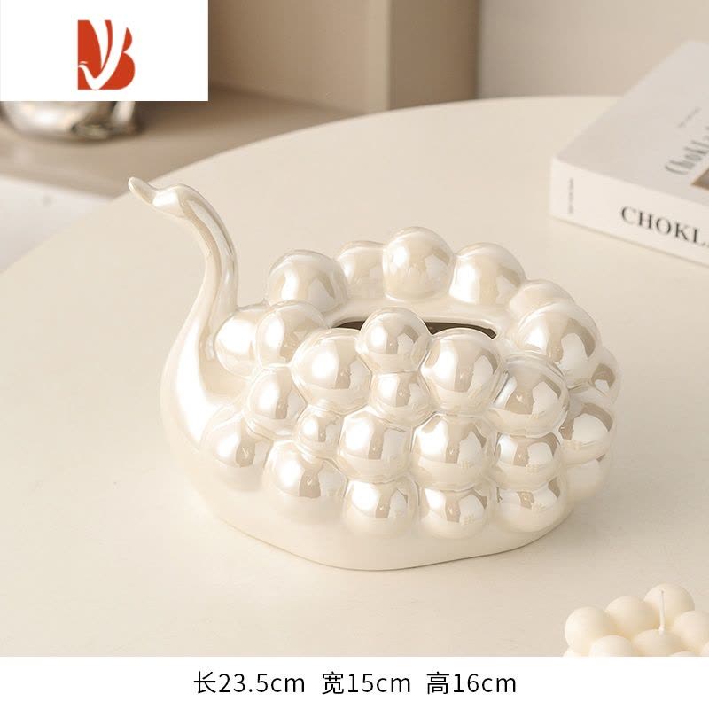 三维工匠纸巾盒装抽纸客厅茶几餐桌桌面纸抽盒现代简约网红棉花糖装饰摆件 1天鹅纸巾盒(珍珠白)图片