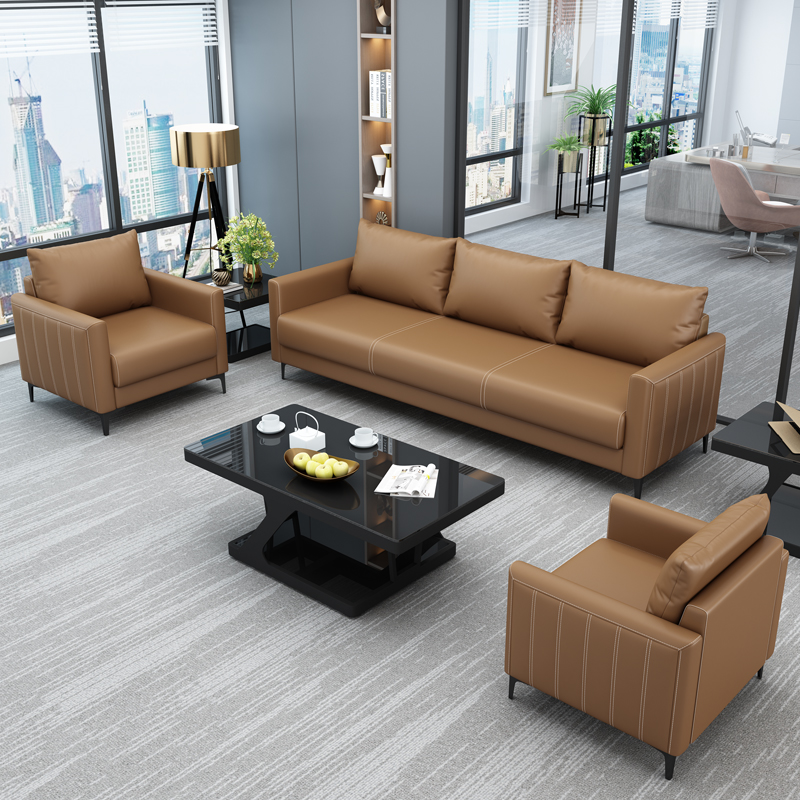 三金鑫 商务办公沙发茶几组合会客接待时尚简约休闲皮艺办公室二三人位高清大图
