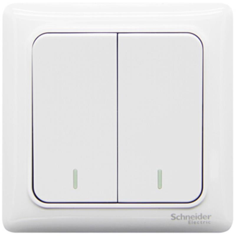 电气开关插座面板 双开双控开关 睿意白色双联 施耐德