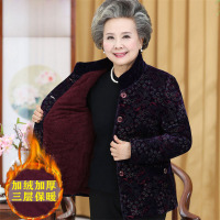 迪鲁奥（DILUAO)中老年女装冬装棉衣外套奶奶装60-70-80岁老年人秋冬季棉服加绒加_183 XL建议90-105斤 紫色凤尾花（单件棉衣）