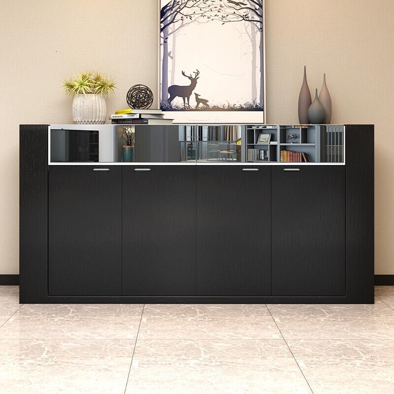 餐边柜现代简约时尚黑色餐厅柜酒柜储物柜茶水柜餐柜实木皮边柜