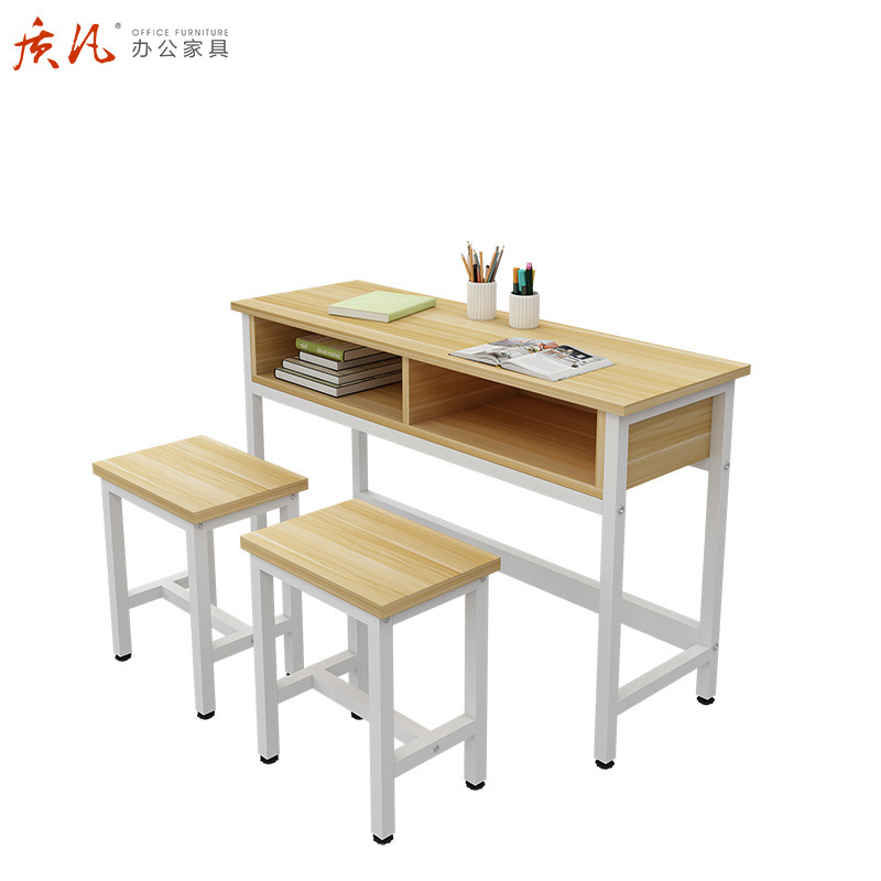质凡学生课桌双层带抽屉课桌补习班辅导单人双人三人位会议培训课桌椅
