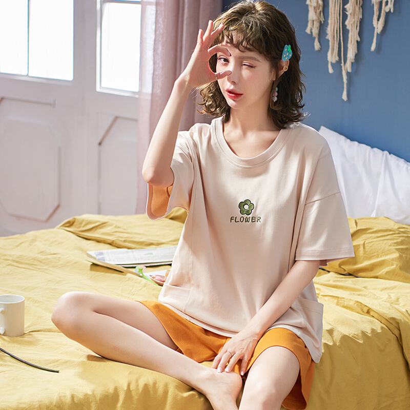 波迷娜(BOMINA)睡衣女夏季薄款短袖纯棉学生甜美服公主风可爱少女两件套装夏 LYH18822