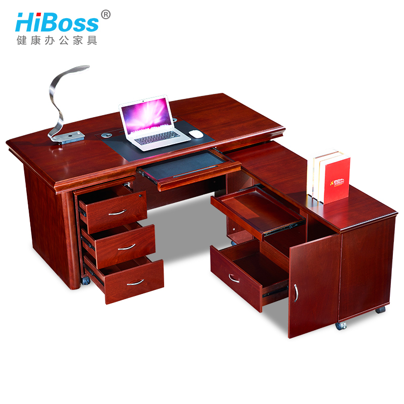 HiBoss 家具办公桌现代大班台油漆老板桌办工桌经理桌大气桌椅文件柜组合1.8米