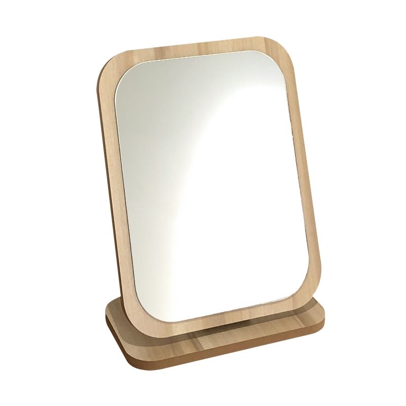 古达ins风木质镜子网红台式化妆镜女大号桌面折叠梳妆镜学生宿舍便携