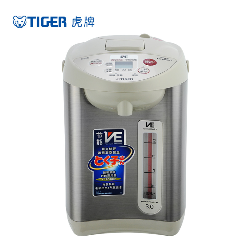 虎牌(tiger)电热水瓶 PVW-B30C 3L 日本原装进口 真空保温电热水瓶VE双层保温 氟树脂涂层内胆 电动出水