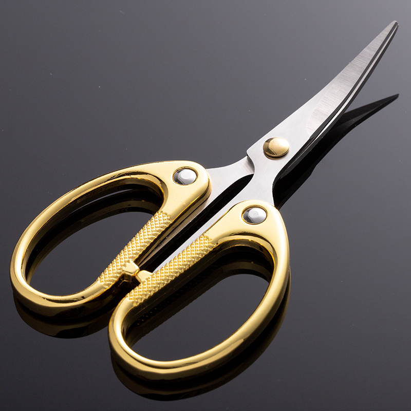 剪纸修边绣花剪线头的小剪刀弯头弧形皮革去角弯嘴剪 金色翘头剪刀 1
