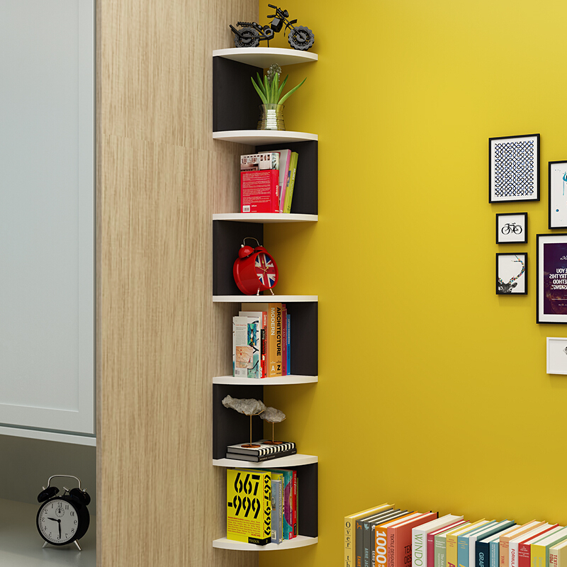 墙角书架置物架搁架收纳架壁挂墙搁板墙壁转角架角落三角墙上隔板欧因