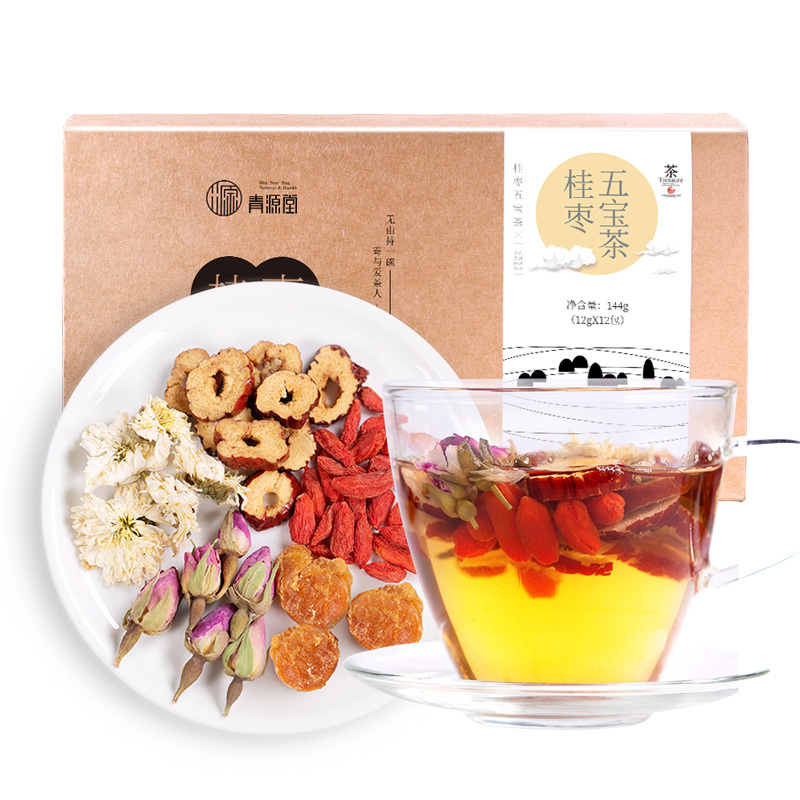 青源堂 桂圆红枣枸杞茶 144g/盒 12g*12包 八宝茶瑰花茶 菊花茶组合花草茶叶可搭补气血茶保健茶饮
