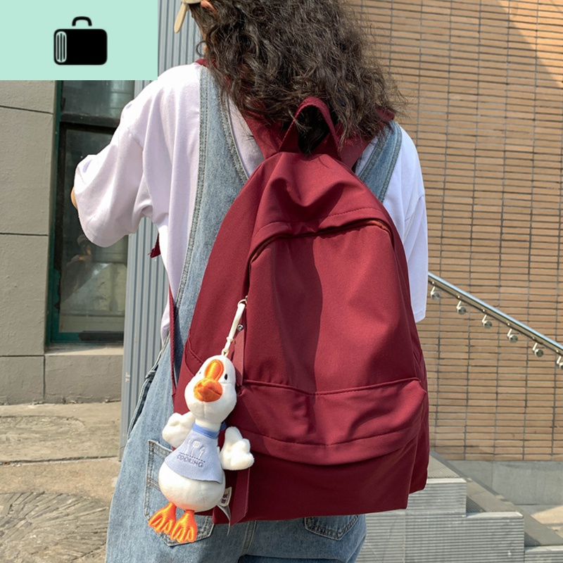 ins书包女韩版高中原宿ulzzang双肩包中学生初中生高颜值纯色背包NEW LAKE