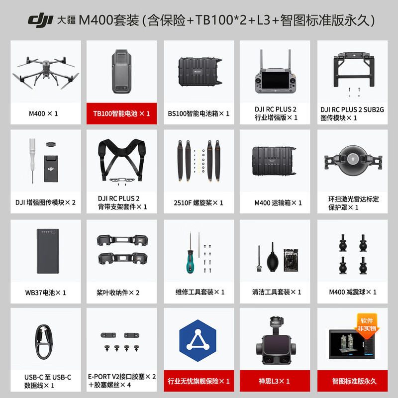 大疆(DJI)Matrice 400 航拍4k飞行器 M400旗舰套装含电池+运输箱+遥控器+禅思L3+H30镜头提货卡高清大图