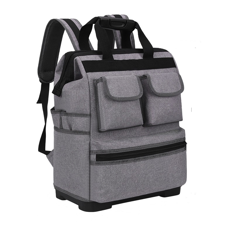 超耐 多功能大号电工包双肩包电信电脑维修包防水维修工具包可定制LOGO灰色塑胶底