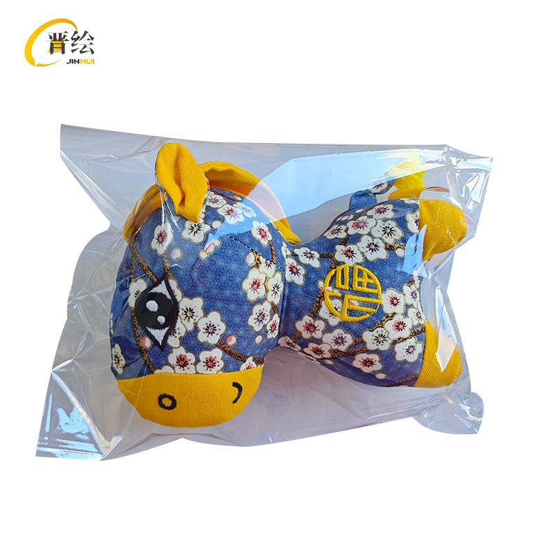 晋绘 新年吉祥物公仔玩偶 国风花布马25cm 个高清大图