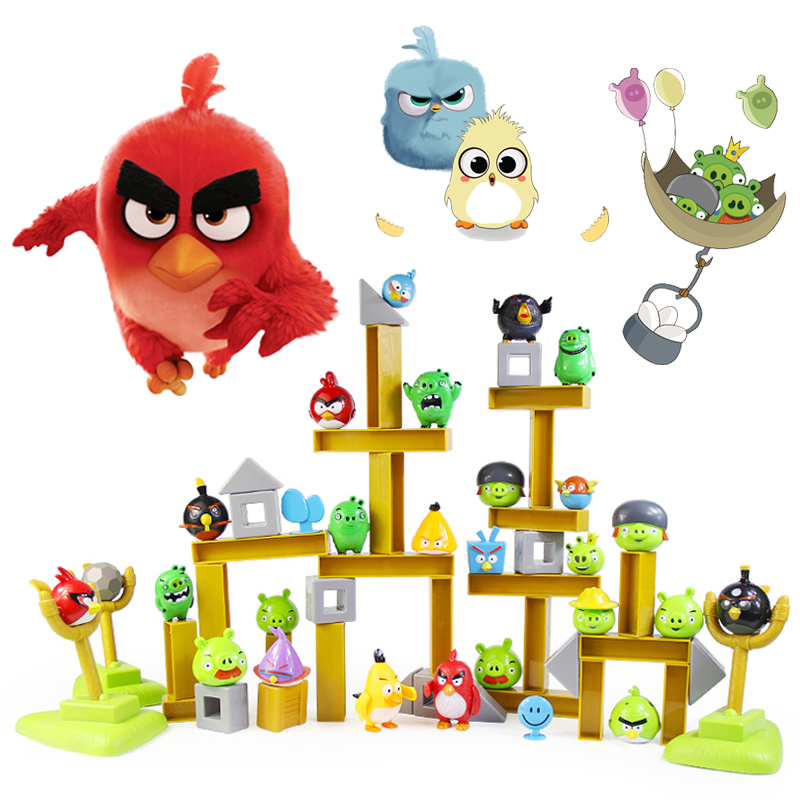 愤怒的小鸟玩具积木宝宝过家家男孩套装无声光弹射组合愤怒的小鸟