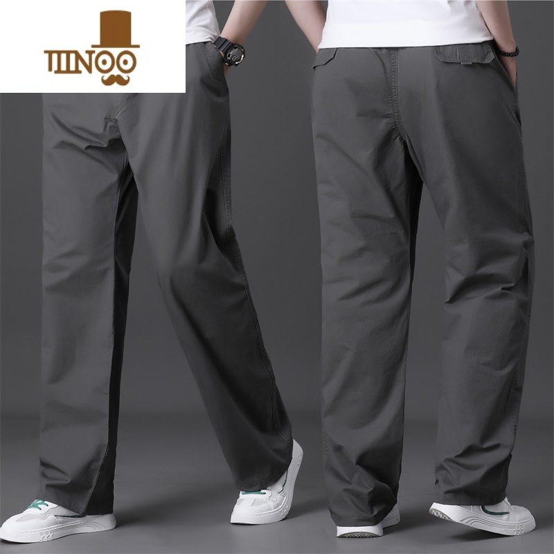YANXU夏季休闲工装男薄款宽松加肥加大码多口袋长裤子直筒肥佬裤潮高清大图