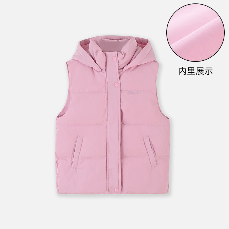 【1件3.5折】铅笔俱乐部童装秋冬新款女童羽绒背心中大童马夹儿童保暖外套 粉红 160cm