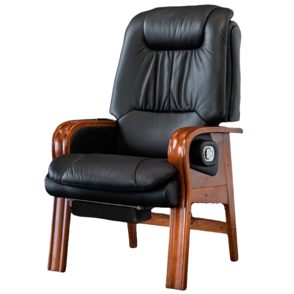 怡卓欧老板椅实木脚把高清大图