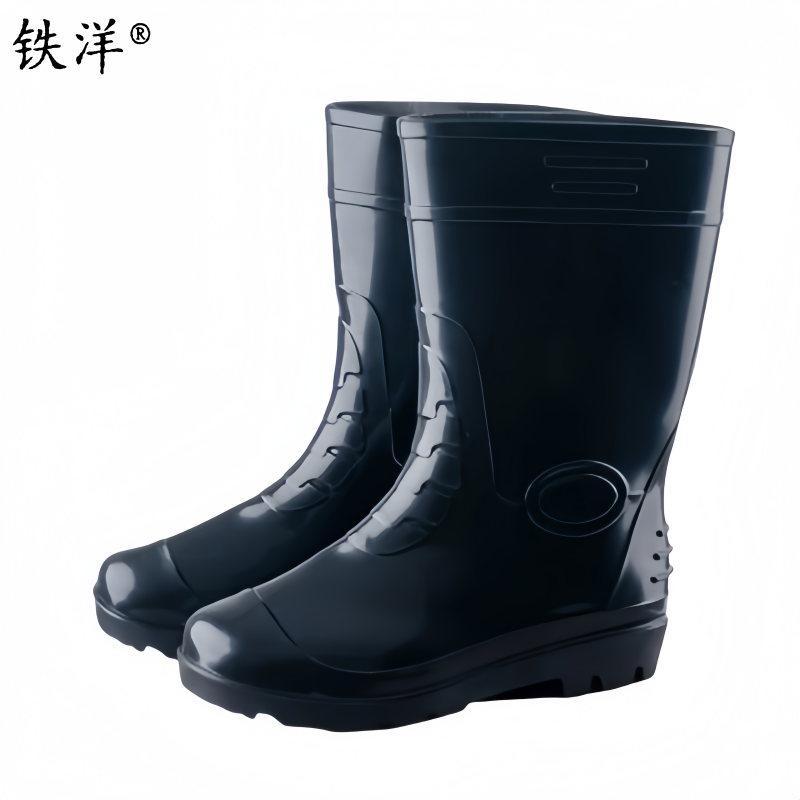 铁洋 黑色中筒防水雨鞋 TY-YX003 双高清大图