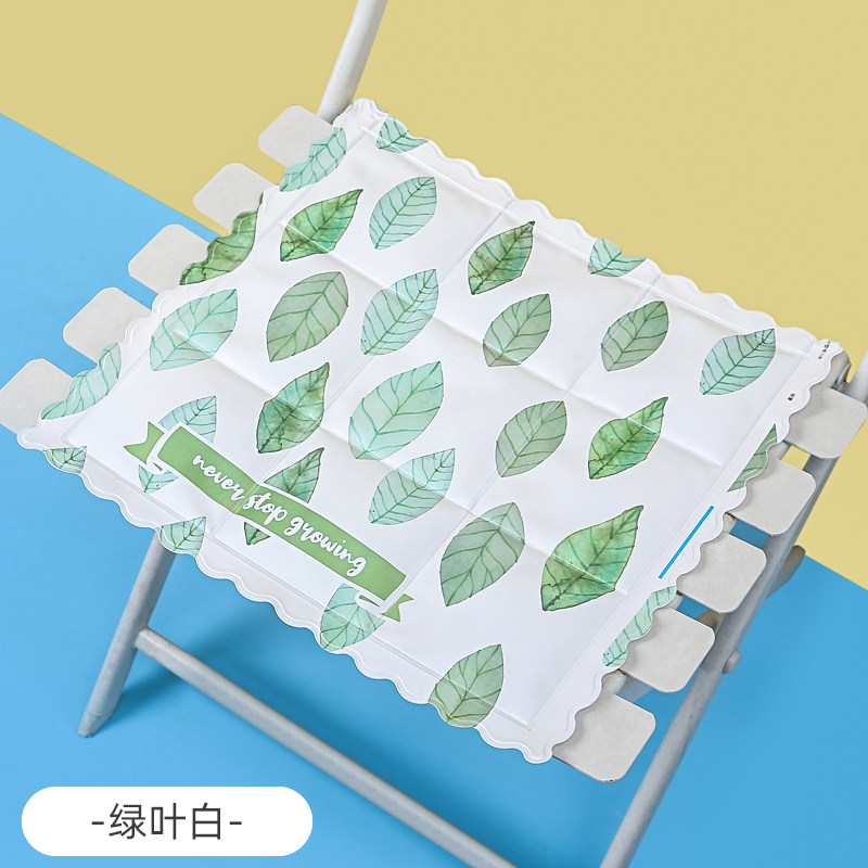 冰垫夏天坐垫透气凉垫汽车水袋降温椅垫散热免注水凝胶学生冰凉枕收纳袋 三维工匠 绿叶白1个装